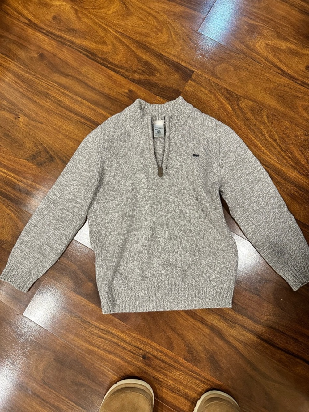 Carter's Heather Gray Quarter-Zip Knit Sweater